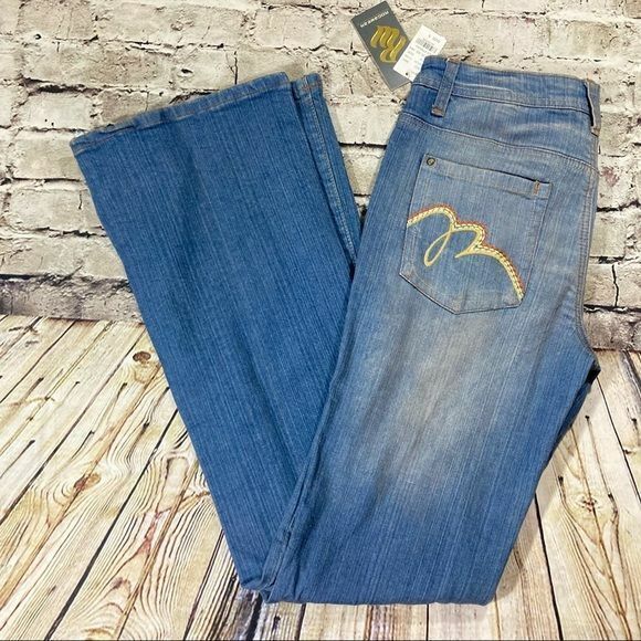 Rocawear Jeans Women’s Sz.9 Blue Retro Dark Wash Flare Y2K Rockstar - Picture 6 of 7